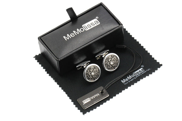Luxury - Emboss Crystal Round - Cuff links
