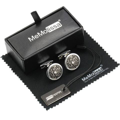 Luxury - Emboss Crystal Round - Cuff links