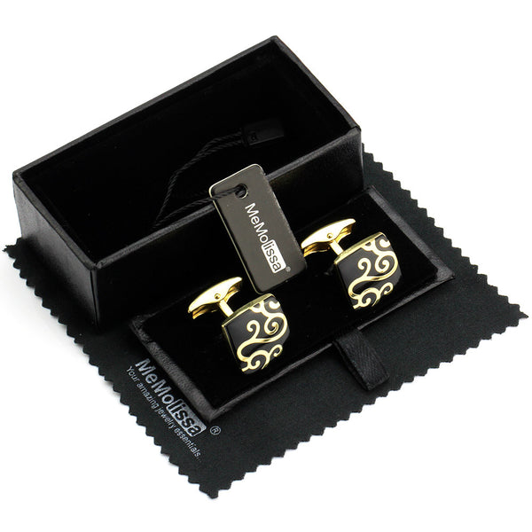 Luxury - Gold Swirl Gold Square - Cuff links