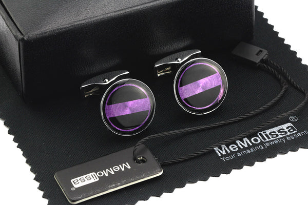 Luxury - Purple Hexagon Round - Cuff links