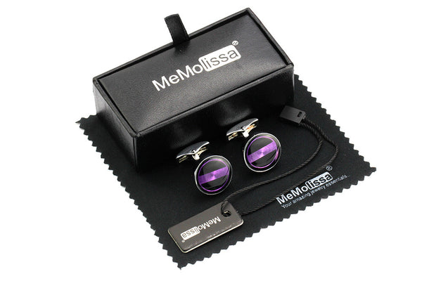 Luxury - Purple Hexagon Round - Cuff links