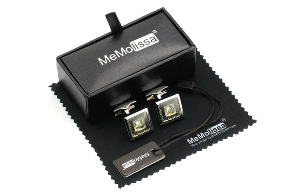 Luxury - Silver Pyramid Crystal - Cuff links