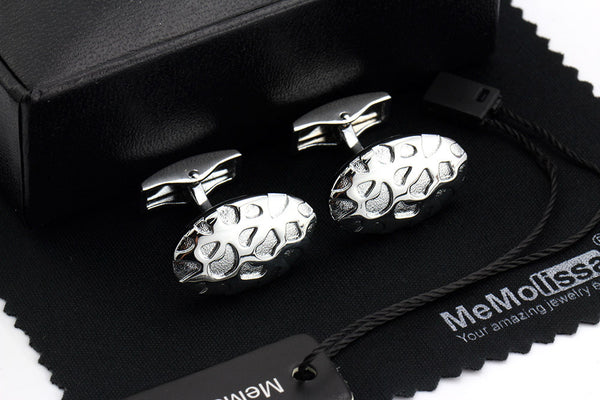Luxury - Silver Bump Oval - Cuff links