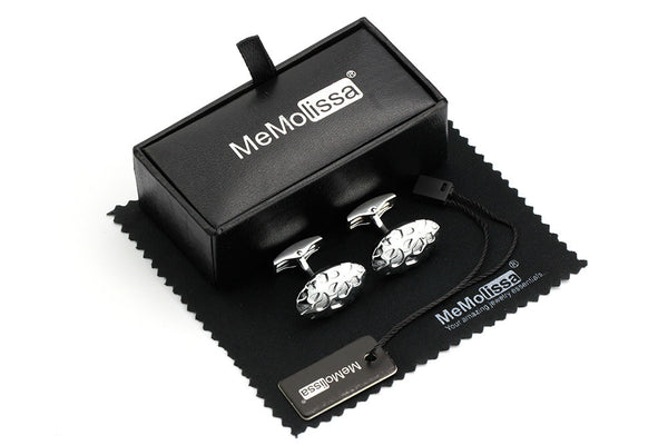 Luxury - Silver Bump Oval - Cuff links