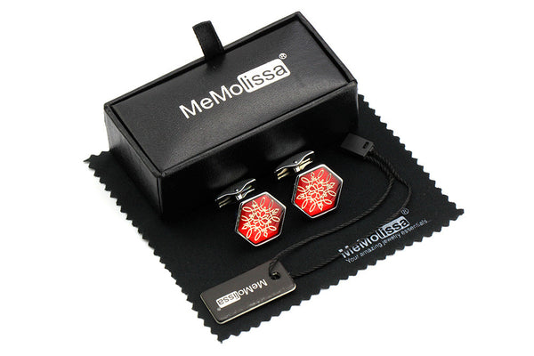 Luxury - Silver Hexagon Flower - Cuff links