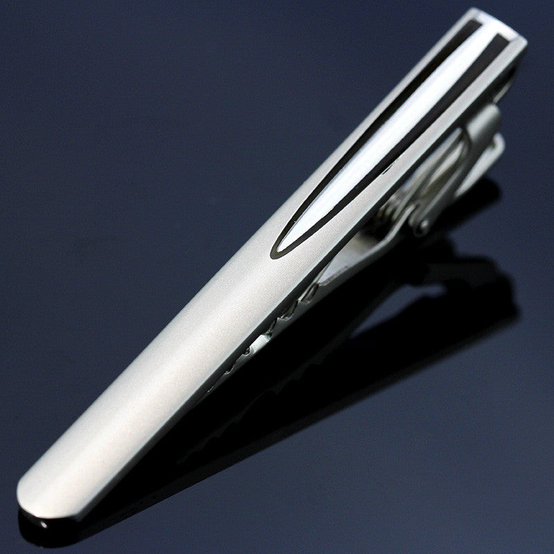 Luxury - Short Silver Black strip - Tie Clips